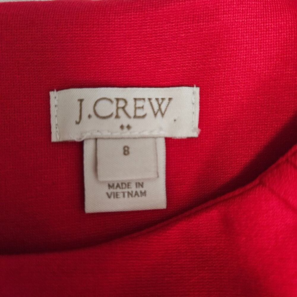 J.Crew Red Short Sleeve Fit & Flare Mini Dress 8 Tailored Minimalist Preppy Twee - Picture 4 of 10